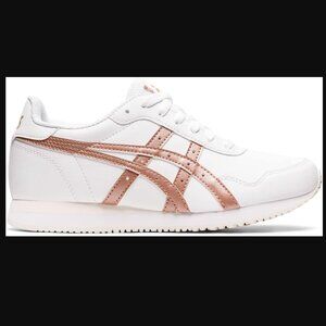 Asics White and Rose Gold Sneakers